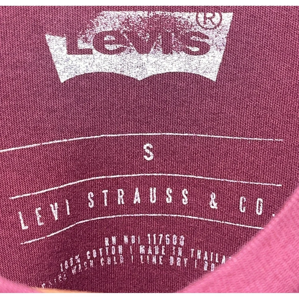 Levi's California Bear T-Shirt Men's Small Maroon Graphic Tee Heritage Americana